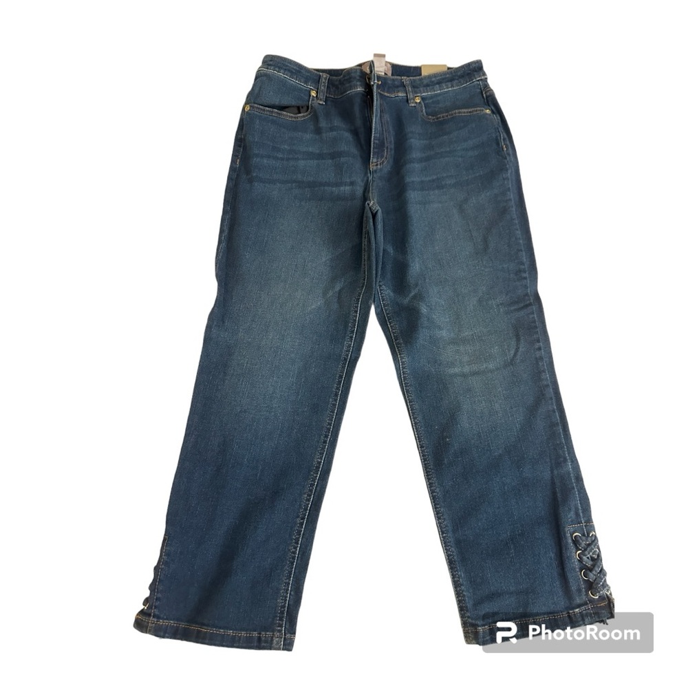 Chico’s women crop jeans size 1 lace up on side